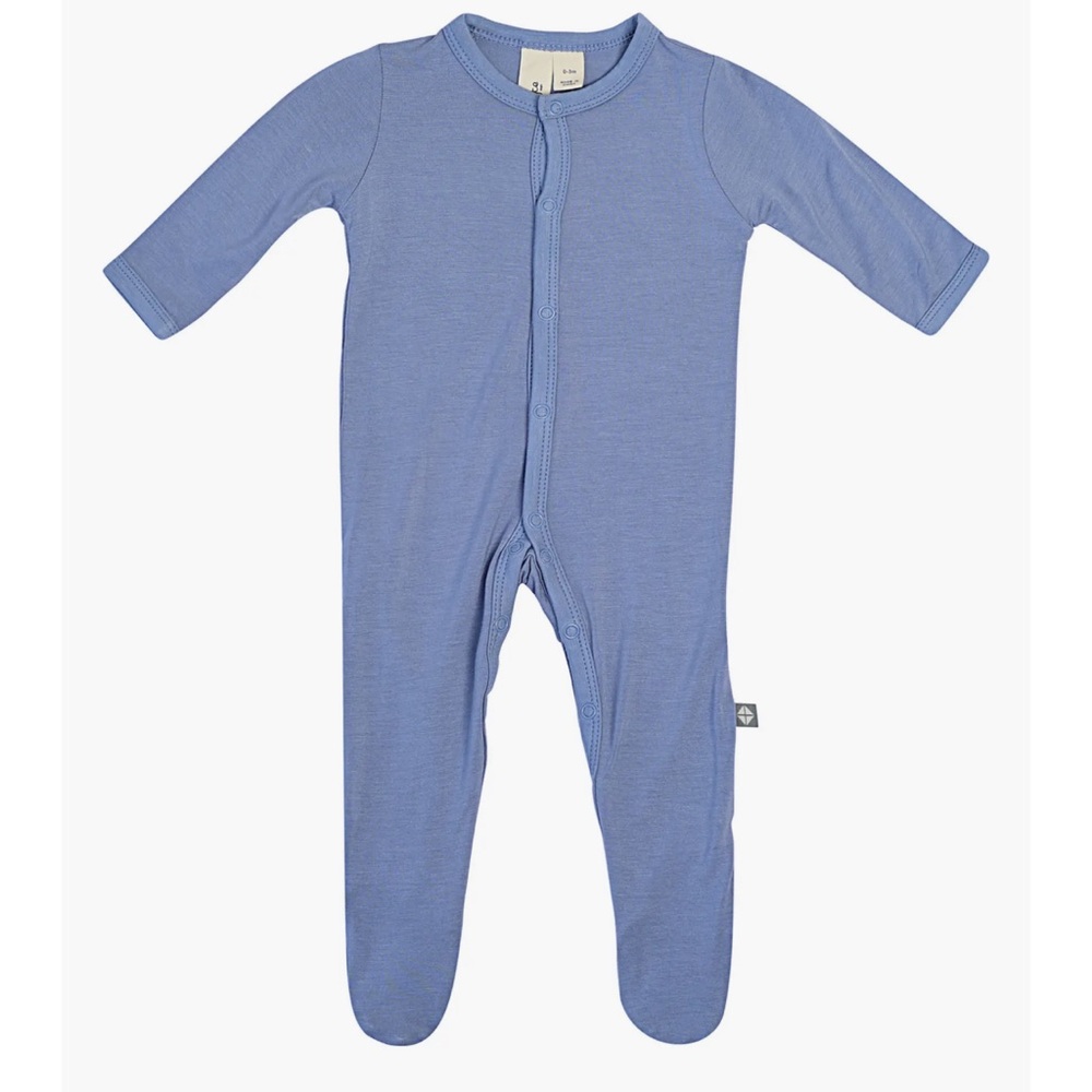 SOLD Kyte Baby Blue Snap Footie pajamas 0-3 bamboo